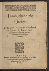 Title Page of Tamburlaine the Great by Christopher Marlowe