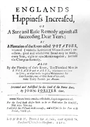 Title Page to Englands Happiness Increased by John Forster, Published in 1664