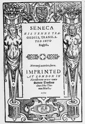 Titlepage to Senecas Tenne Tragedies translated in to English, published in 1581