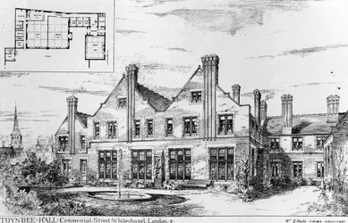 Toynbee Hall, illustration from The Builder, February 14th, 1885
