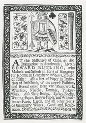 Trade Card for Edward Butling, Room Hangings