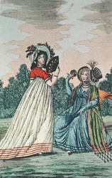 Two Fashionable Ladies in a Garden