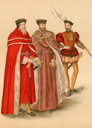 Two Peers in Their Robes, and a Halberdier