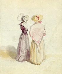 Two women in bonnets, c.1825