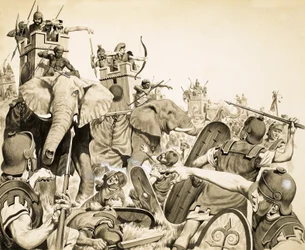 Unidentified battle involving elephants
