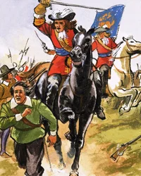 Unidentified Cavalryman About to Strike a Running Peasant