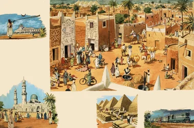 Unidentified Scenes of Egypt, Including Ancient Egypt and Pyramids