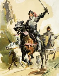 Unidentified Warrior in Armour Leading Cavalry Charge