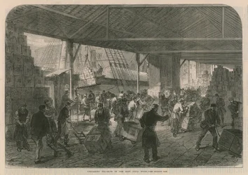 Unloading Tea-Shops in the East India Docks