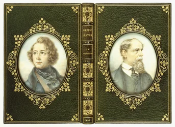 Upper and lower covers, with two oval portraits of Charles Dickens