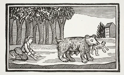 Valentine and Orson, illustration from Chap-books of the Eighteenth Century by John Ashton, pub. 1882
