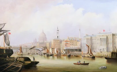 View down the Thames with Blackfriars and St. Paul
