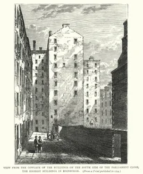 View from the Cowgate of the Buildings on the South Side of the Parliament Close, the Highest Buildings in Edinburgh