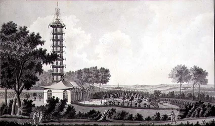 View of a Dutch Garden with a Chinese Pagoda