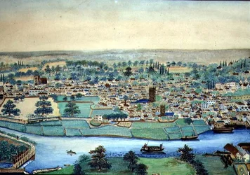 View of a Town and River, c.1830