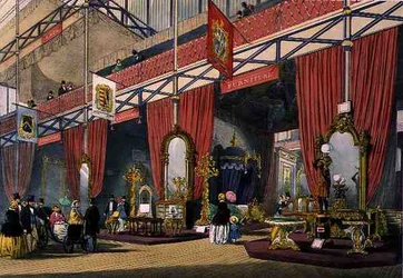 View of the Furniture Section of the Great Exhibition of 1851, from Dickinson
