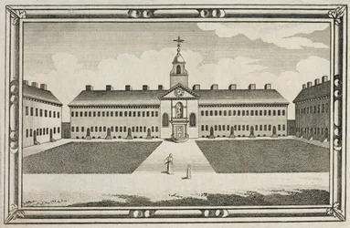 View of the Ironmongers Company Almshouses, Kingsland Road, Hackney, c.1820