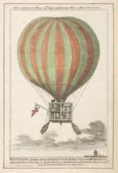 Vincent Lunardi airborne after his ascent from Moorfields, September 1784