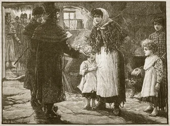 Visit of the Tithe Proctor, Ireland, 1832, illustration from Cassell