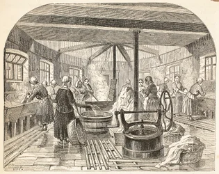 Wash-house at the Brixton Prison, illustration from The Criminal Prisons of London and Scenes from Prison Life by Henry Mayhew and John Binny, pub. 1862