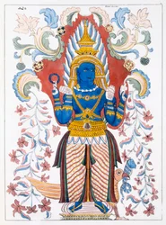 Wiebesana Dewa Raja, the Four Hill Guards, from The History and Doctrine of Buddhism by Edward Upham, 1829