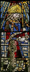 Window depicting Christ (composite figure) - with jewels of inset coloured glass
