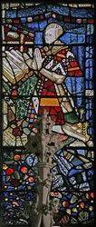 Window depicting Richard Beauchamp (composite figure with female face)