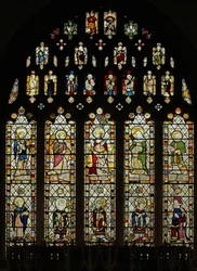 Window depicting Somerset glass of c.1450 in the east window with ten fine figures of saints