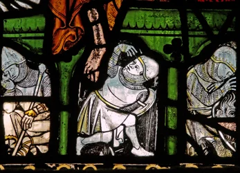 Window N2 depicting the Resurrection - a soldier wakes