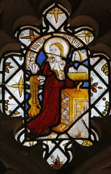 Window depicting the Virgin Mary at the Annunciation