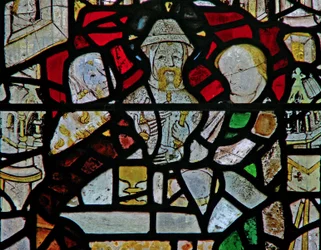 Window Ww depicting a Resurrection Scene: the Supper at Emmaus