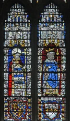 Window depicting a king and an archbishop