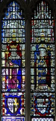 Window depicting a king and an archbishop