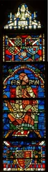 Window depicting a genealogical figure: Escrom