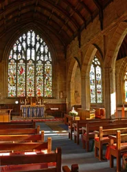 Window depicting a view of the east end of the church