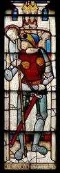 Window depicting an Enemy of the Church