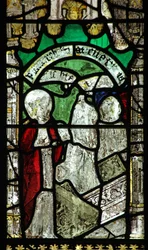 Window 6 depicting St George: the Virgin Mary restores him to life