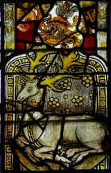 Window 11 depicting a chained deer