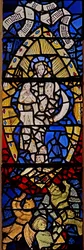 Window depicting the Woman Clothed with the Sun and with the moon under her feet with the Man-child in the Book of Revelation; with jewels of inset glass