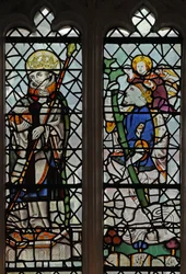 Window depicting a saint-king and St Christopher