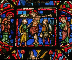 Crucifixion with Mary and John and Soldiers with a Spear and the Sponge of Vinegar (Window W0)