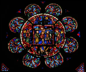 Crucifixion with Mary and John and Soldiers with a Spear and the Sponge of Vinegar (Window W0)