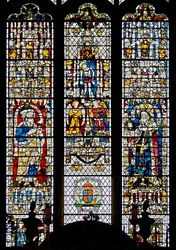 Window w12 depicting Corpus Christi, Isaiah and King Edwin