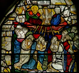Window w25 depicting the Trinity and Pentecost