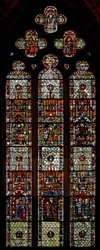 Window w39 depicting the martyrdoms of St Laurence, St Denys and St Eleutherius