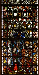 Window w41 depicting a donor - Richard Tunnoc giving a window to St William