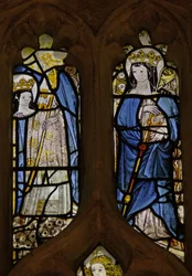 Window w4 depicting St Osith? and St Etheldreda?