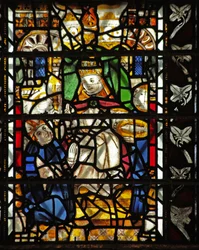 Window W58 depicting St Thomas Becket with the pope