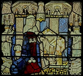 Window W5 depicting a donor - lady (and dog)