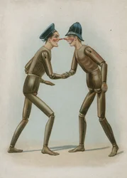 Wooden Puppets of a Sailor and Policeman